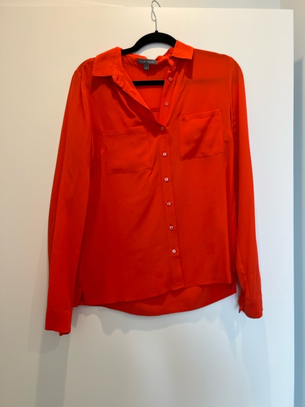 Burnt Red Silk Button-Down Shirt